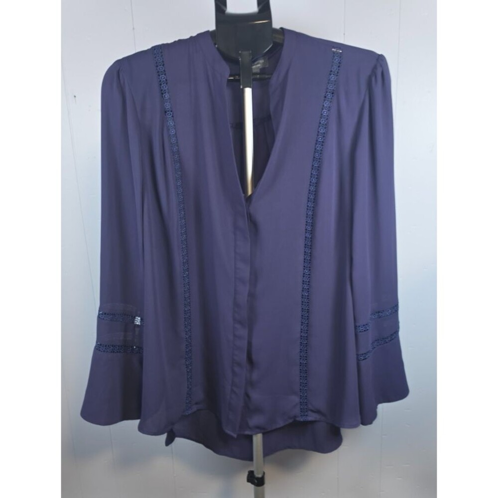 The Limited Collection Blue Purple Blouse Shirt Top Size Large L Button Front